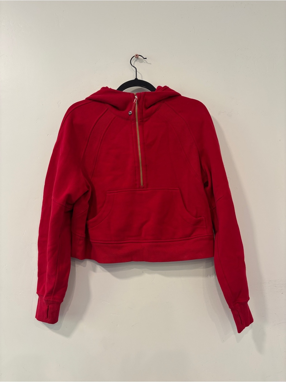 Lululemon Scuba Oversized Half-Zip Hoodie Red Gold Zip Cropped Sweatshirt XS/S